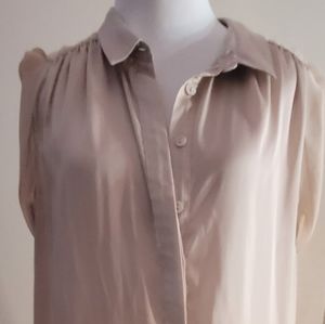 H&M Short/Long  half Silk front - sheer back with pockets Shirt Dress Size 12